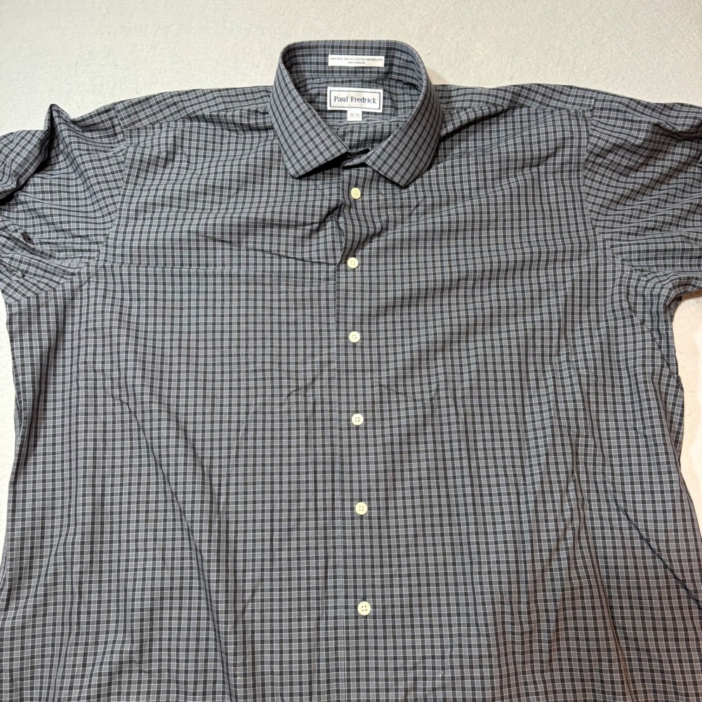Paul Fredrick Non Iron Two‎ Ply Cotton Broadcloth Dress Shirt 18 35 GUC